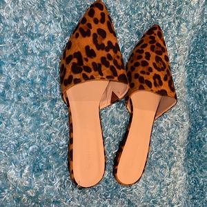 Cheetah pointed flat mules